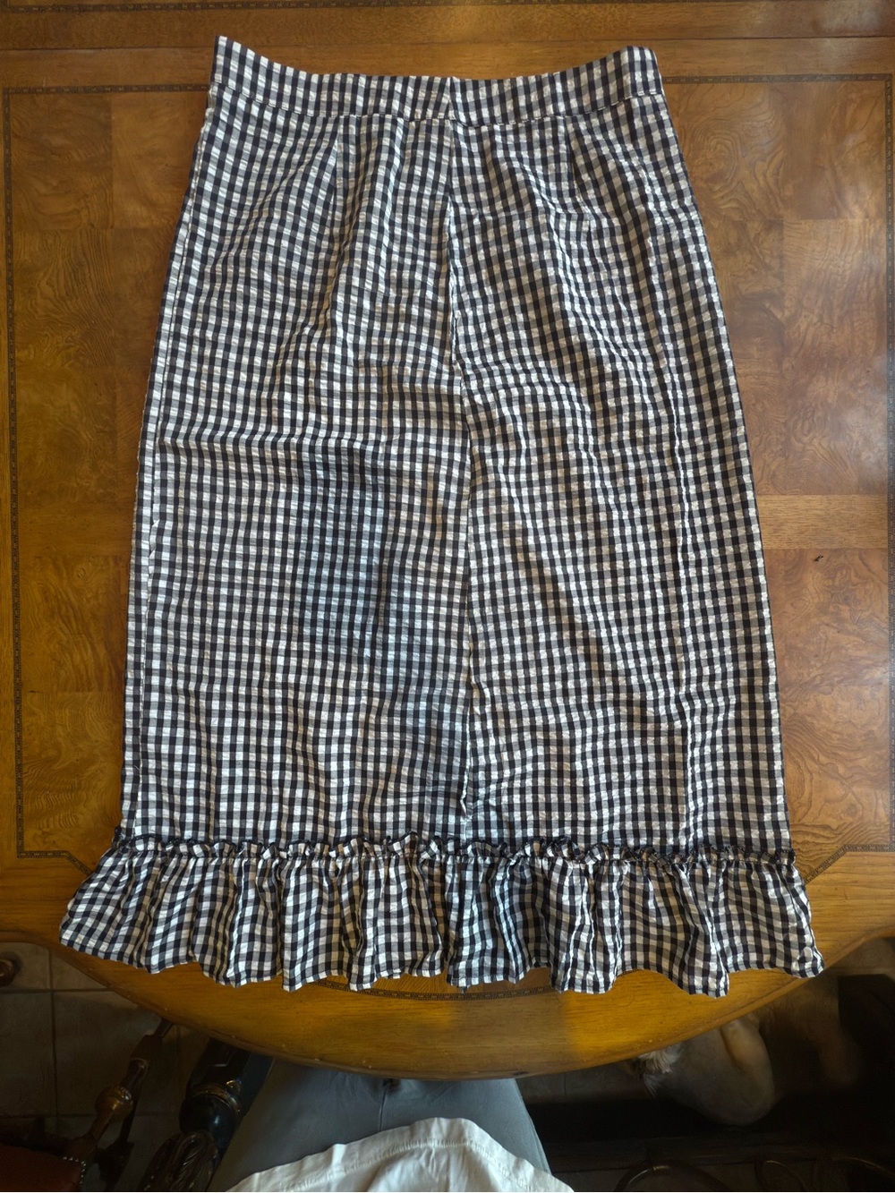 Checked Ruffle-Hem Women’s Midi Skirt - Black & White